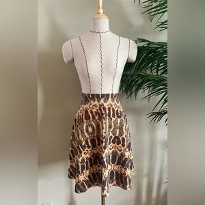 Joe Fresh Brown Cream Pront A-Line Skirt | Size 0